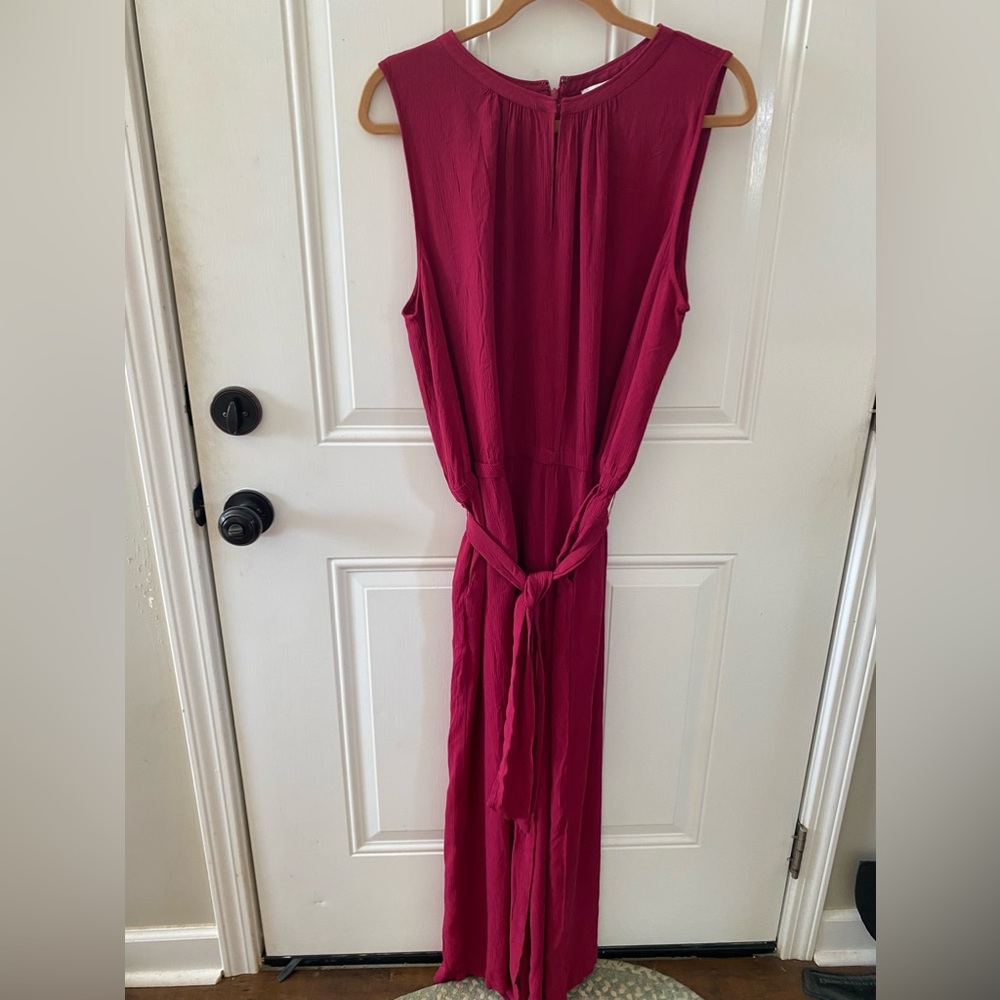 LOFT Red Sleeveless Jumpsuit